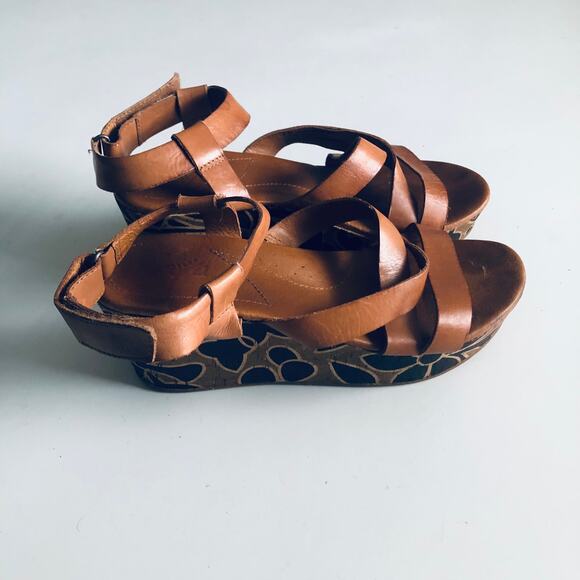 Anthro Naya 'Nalani' Women's 8 Tan Leather Wedge Sandal Strappy Platform - Picture 11 of 11